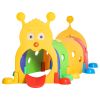 Qaba Caterpillar Tunnel for Kids, Outdoor Indoor Climb and Crawl Through, Play Equipment for Toddler 3-6, 4 Sections, for Daycare, Preschool
