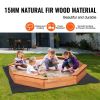 VEVOR Wooden Sandbox with Cover, 75.6 x 75.6 x 9.1 in Octagonal Sand Box, Sand Pit with 4 Seating and Bottom Liner, Kids Sandbox for Outdoor Backyard