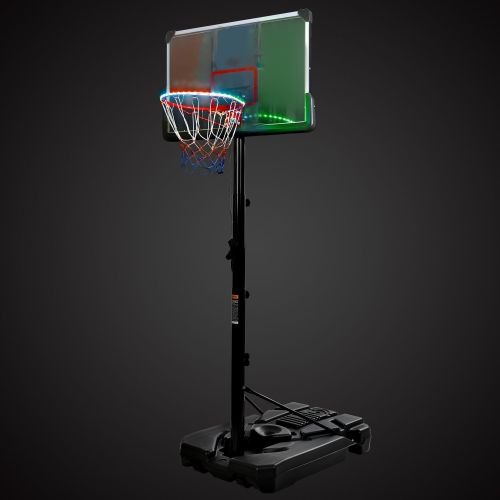 Portable Basketball Hoop Basketball System 6.6-10ft Height Adjustment for Youth Adults LED Basketball Hoop Lights, Colorful lights,Waterproof