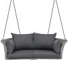 51.9" 2-Person Hanging Seat, Rattan Woven Swing Chair, Porch Swing With Ropes